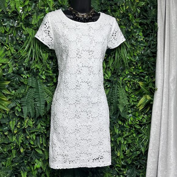 ZUCCARO Dress Women Small White A Line Beaded Embroidered‎ Eyelet Coastal 2639 - Picture 3 of 8